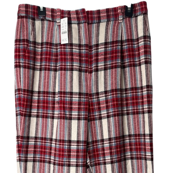 New J. Crew Nello Gori Wool Fully Lined Red Plaid Pants - Picture 4 of 13